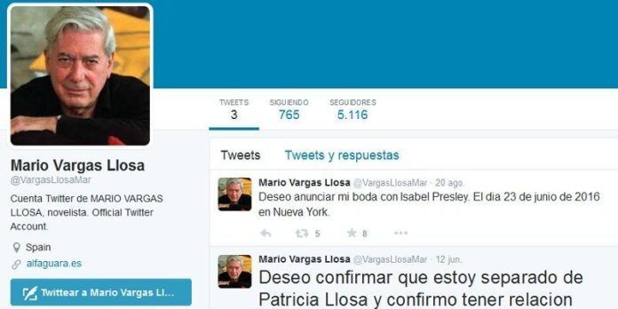 Perfil falso del escritor