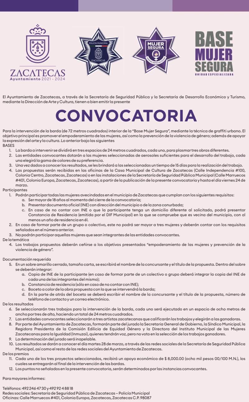 convocatoria mujer segura