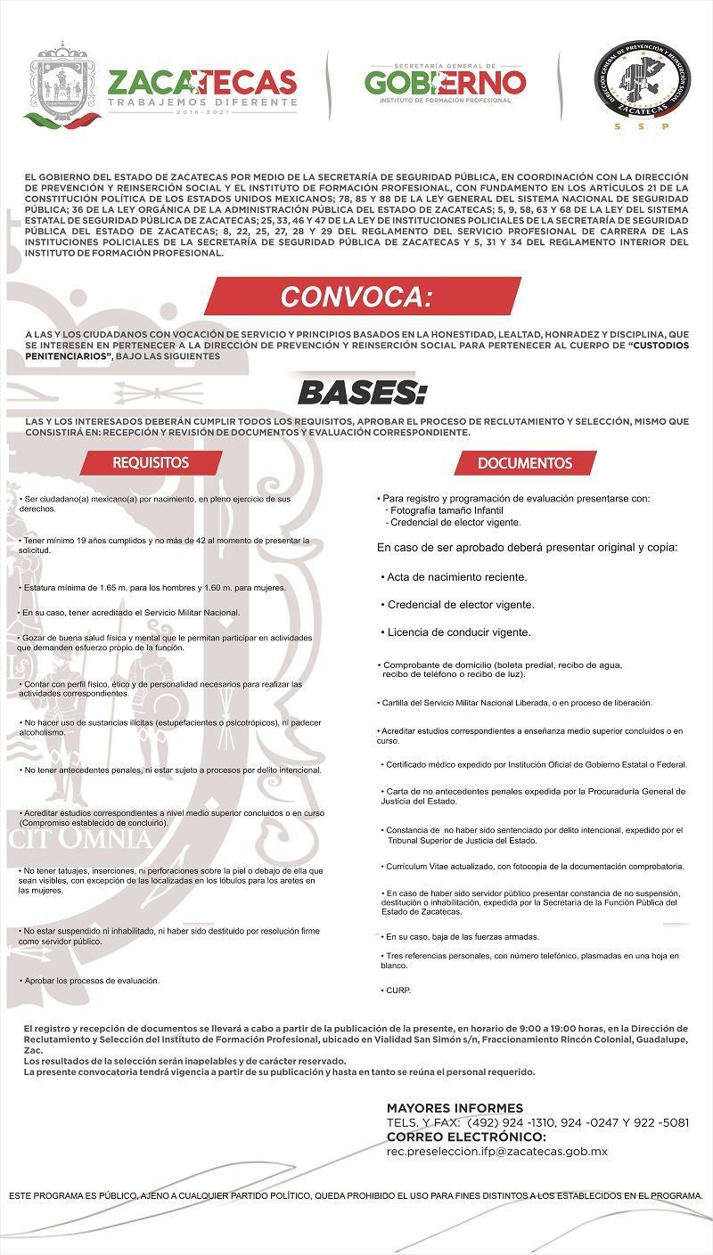 convocatoria custodios penitenciarios