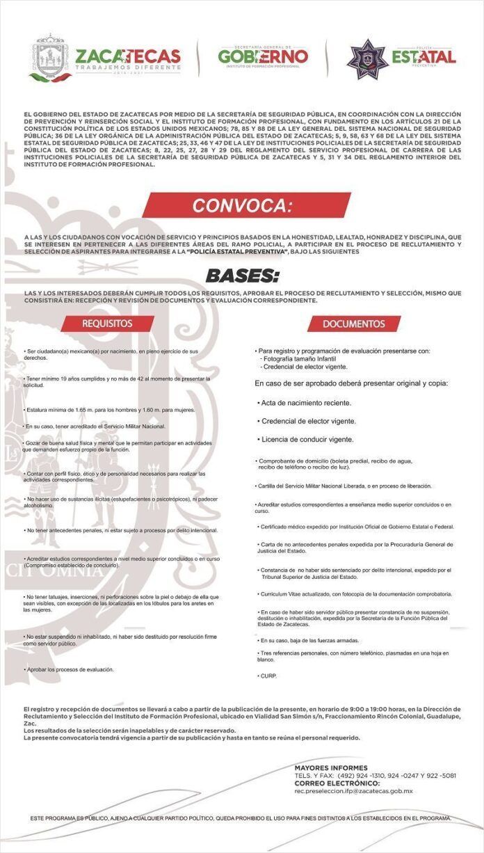 convocatoria policias estatales
