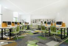Transforman oficinas modernas con innovadoras alfombras modulares