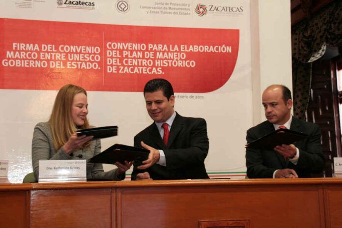 Autoridades de Zacatecas y la UNESCO firmaron un convenio para preservar el Centro Histórico.