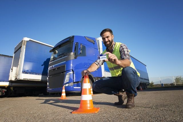 Driver candidate successfully finished truck driving training and acquired commercial driving license.