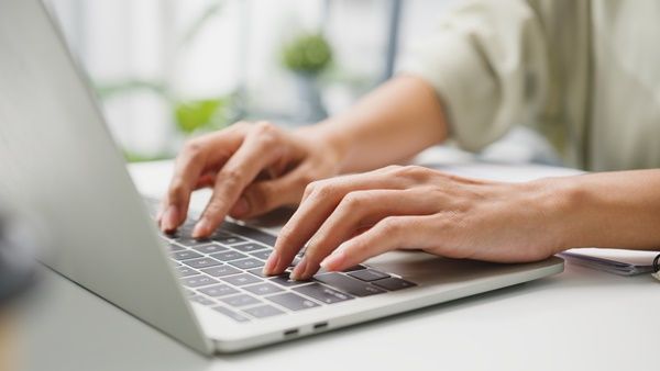Freelance young Asia businesswoman casual wear using laptop work